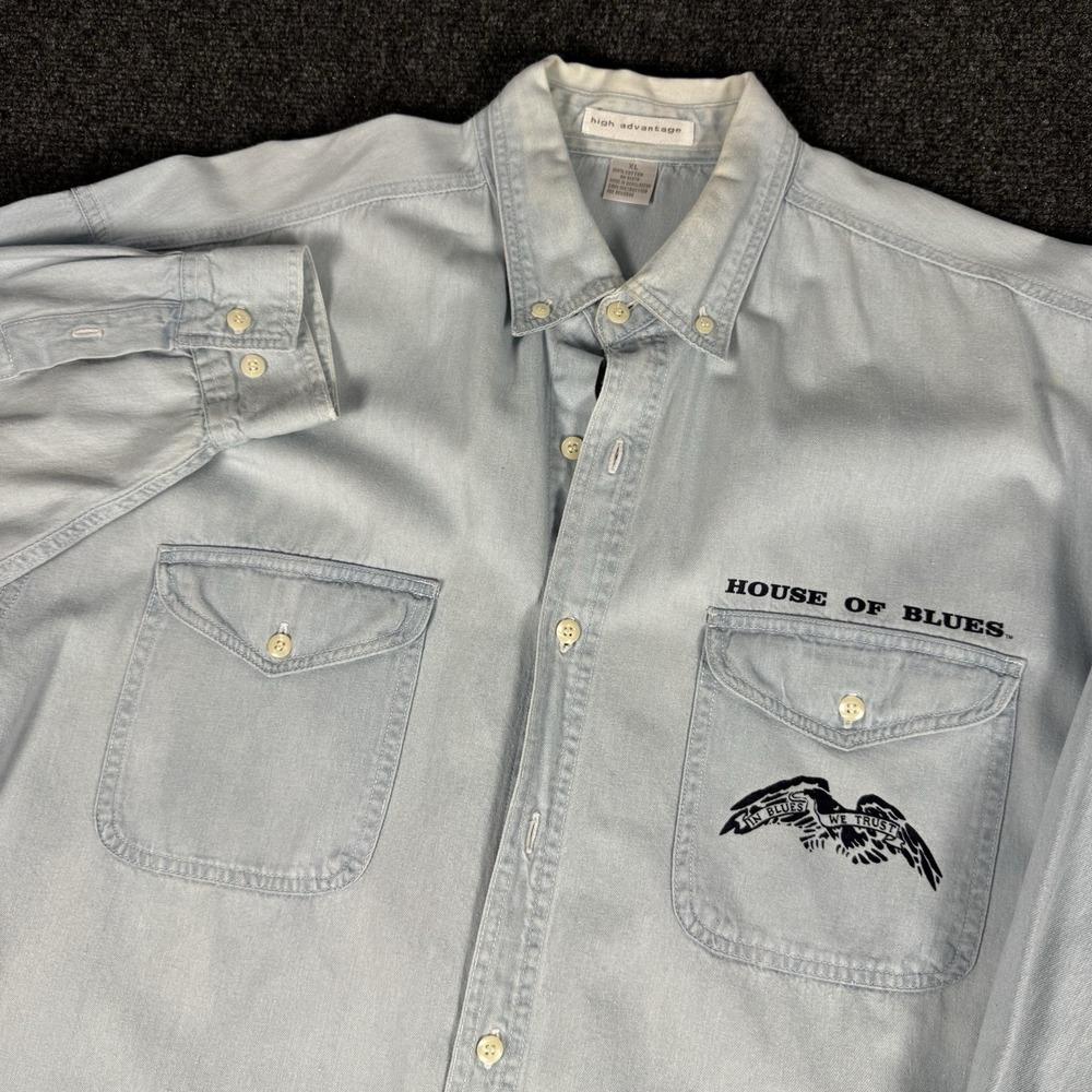 Vintage House Of Blues Denim Button Up Shirt Men's XL Cotton French Quarter